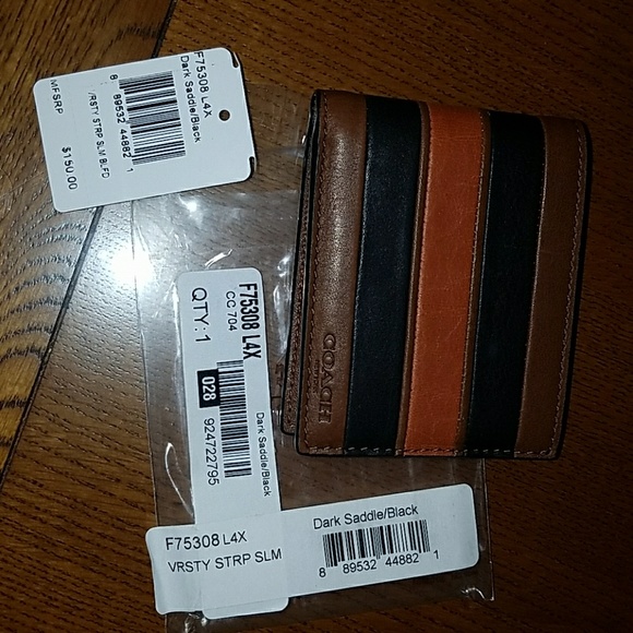 New Coach bifold varsity stripe wallet f75308 - Picture 1 of 3